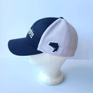 COLUMBIA PFG Ball Cap Hat Navy Blue & White Cotton  Size S/M Mesh Back Bass